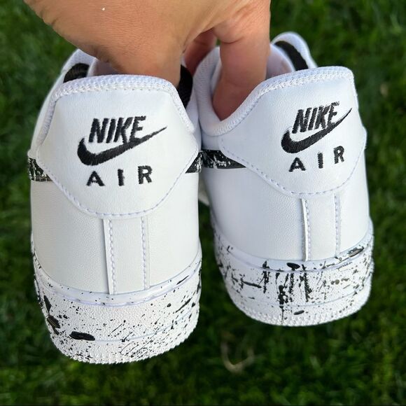 NIKE Custom Air Force 1 Black & White Splatter Sneakers NWB - Picture 5 of 7
